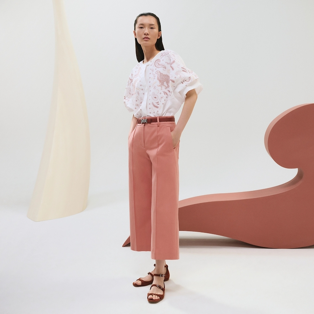 NWT Hermès Rose Bubinga Cropped Pants FR sz 36